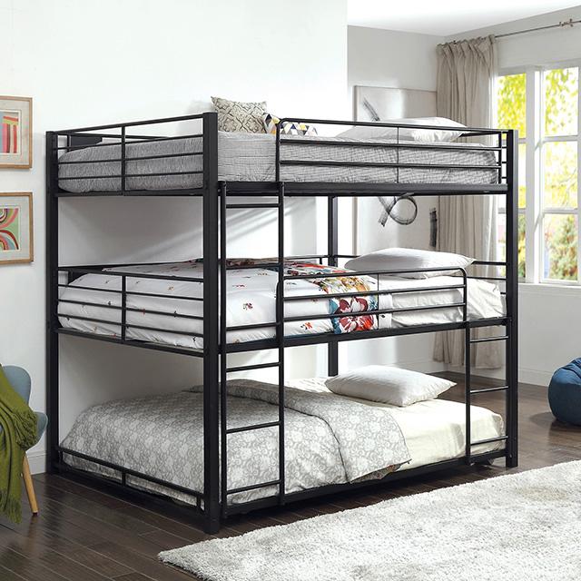 Olga I Antique Black Full/Full Bunk Bed - U&U Home Budget Furniture (Carteret, NJ)