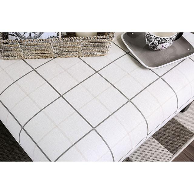 Dorset Ivory/Pattern Ottoman - U&U Home Budget Furniture (Carteret, NJ)