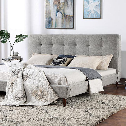 LEOMIN Cal.King, E.King, Full, & Queen Bed, Gray - U&U Home Budget Furniture (Carteret, NJ)