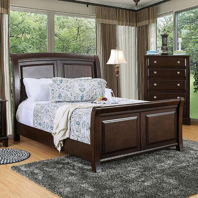 Litchville Brown Cherry Cal.King, E.King, & Queen Bed - U&U Home Budget Furniture (Carteret, NJ)
