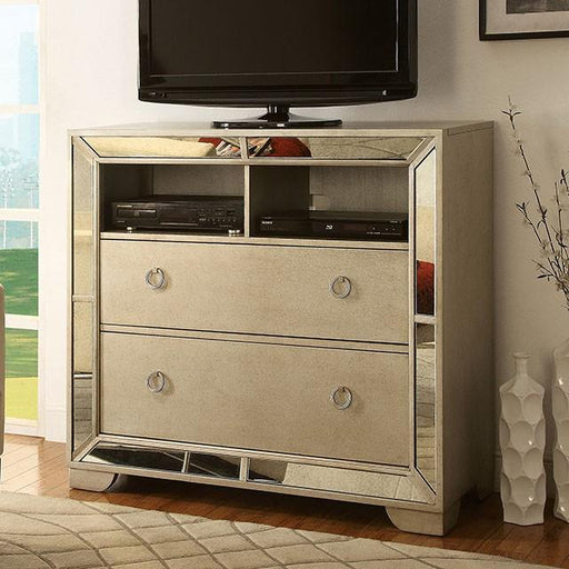 LORAINE Champagne Media Chest - U&U Home Budget Furniture (Carteret, NJ)