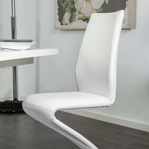 Midvale White/Chrome Side Chair (2/CTN) - U&U Home Budget Furniture (Carteret, NJ)