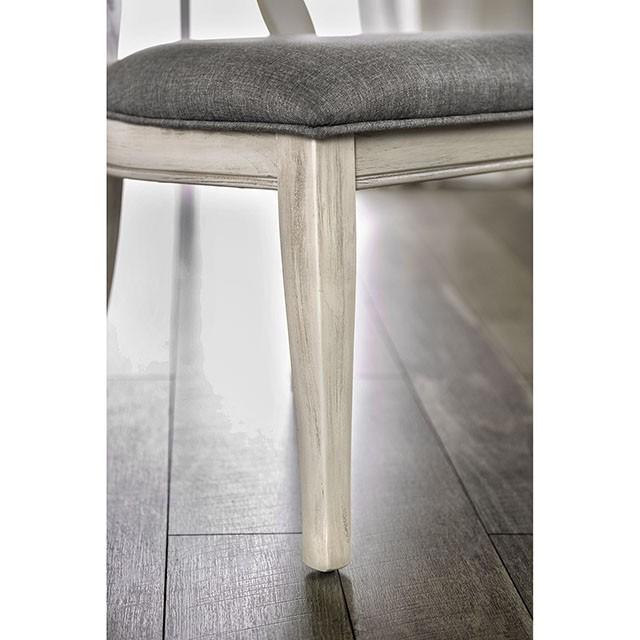 Kathryn Antique White/Gray Side Chair, Antique White (2/CTN) - U&U Home Budget Furniture (Carteret, NJ)