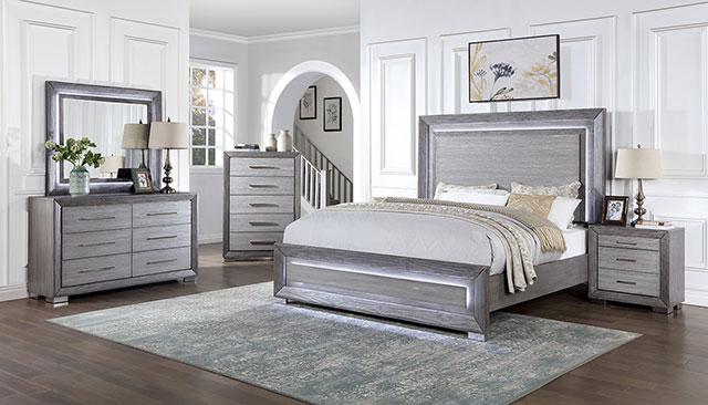 RAIDEN Cal.King, E.King, & Queen Bed, Gray - U&U Home Budget Furniture (Carteret, NJ)
