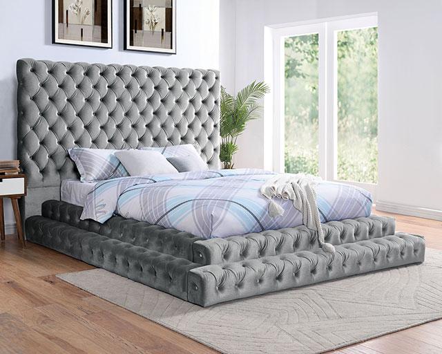 STEFANIA E.King & Queen Bed, Black & Gray - U&U Home Budget Furniture (Carteret, NJ)