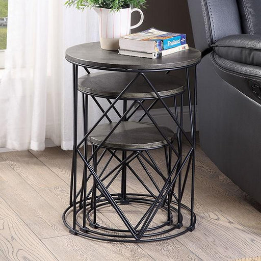 Madyson 3 Pc. Nesting Table Black - U&U Home Budget Furniture (Carteret, NJ)
