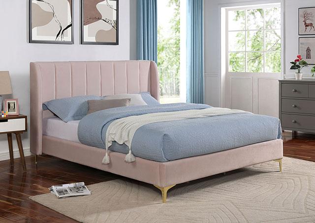PEARL Full, Queen, & Twin Bed, Light Pink - U&U Home Budget Furniture (Carteret, NJ)