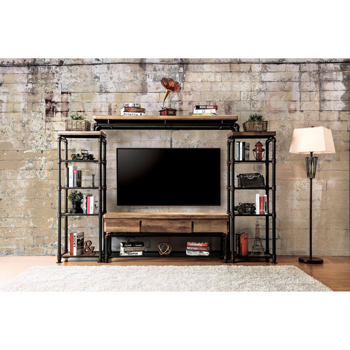 Kebbyll Antique Black/Natural Tone 60" TV Stand - U&U Home Budget Furniture (Carteret, NJ)