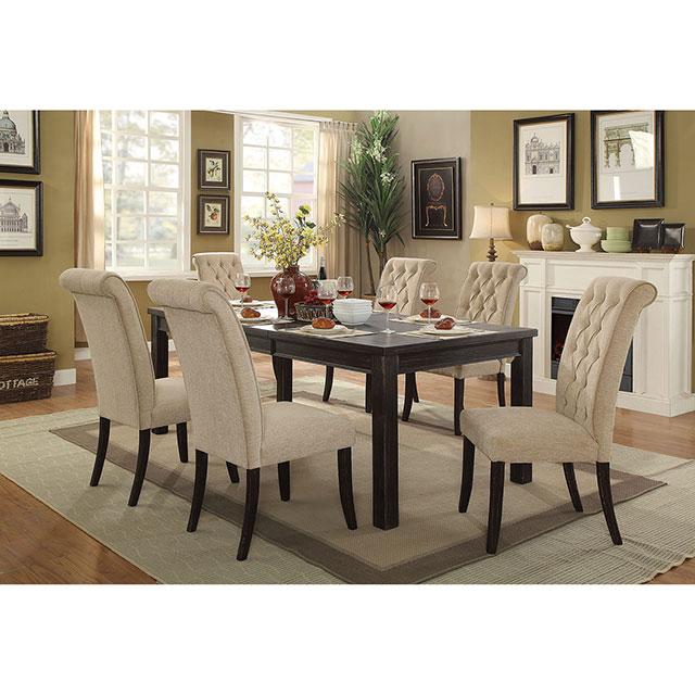 Mashall Beige/Antique Black Side Chair, Ivory (2/CTN) - U&U Home Budget Furniture (Carteret, NJ)