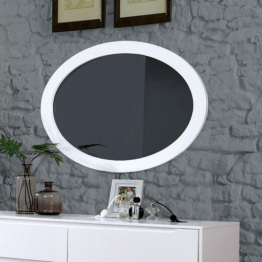 LENNART II White Oval Mirror - U&U Home Budget Furniture (Carteret, NJ)