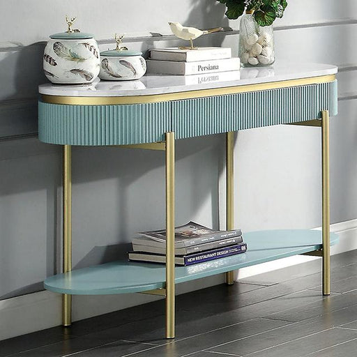 KOBLENZ Sofa Table, Light Teal - U&U Home Budget Furniture (Carteret, NJ)