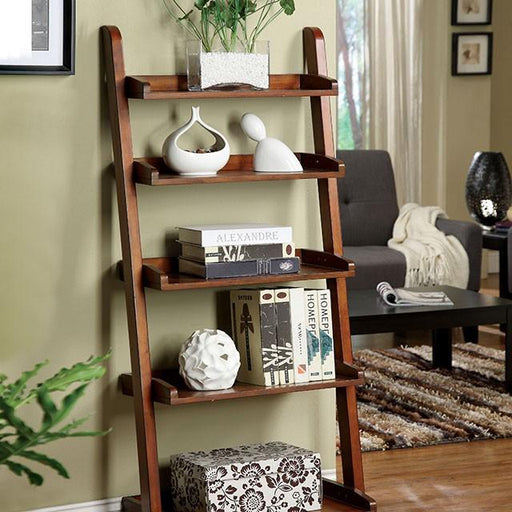 Lugo Antique Oak Ladder Shelf - U&U Home Budget Furniture (Carteret, NJ)