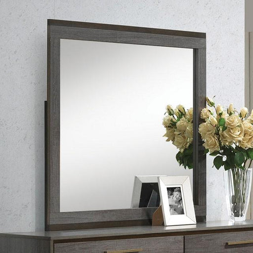 MANVEL Two-Tone Antique Gray Mirror - U&U Home Budget Furniture (Carteret, NJ)