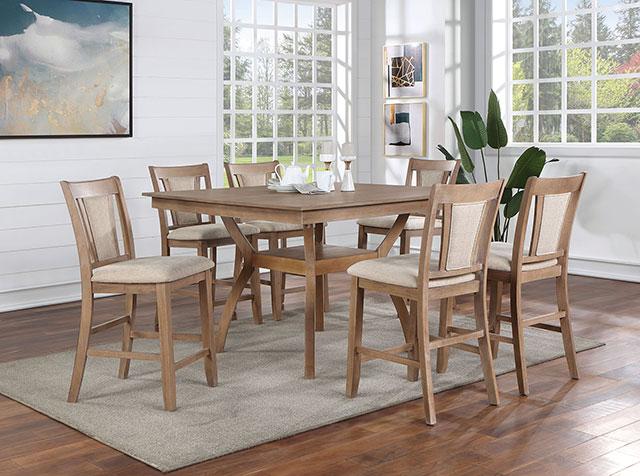 UPMINSTER Counter Ht. Table, Natural Tone - U&U Home Budget Furniture (Carteret, NJ)