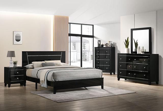 MAGDEBURG Cal.King Bed, Black & White - U&U Home Budget Furniture (Carteret, NJ)
