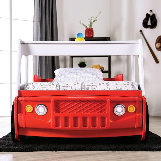 FIERSTALL Twin Bed, Red - U&U Home Budget Furniture (Carteret, NJ)