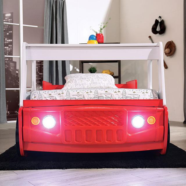 FIERSTALL Twin Bed, Red - U&U Home Budget Furniture (Carteret, NJ)