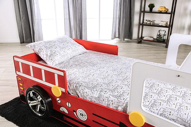 FIERSTALL Twin Bed, Red - U&U Home Budget Furniture (Carteret, NJ)