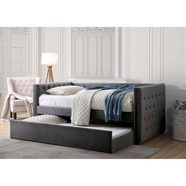 Susanna Gray Daybed w/ Trundle, Gray - U&U Home Budget Furniture (Carteret, NJ)
