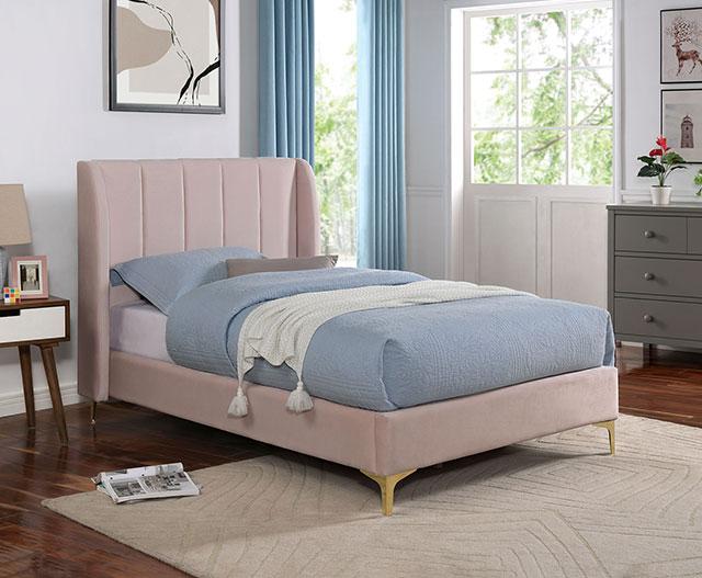 PEARL Full, Queen, & Twin Bed, Light Pink - U&U Home Budget Furniture (Carteret, NJ)