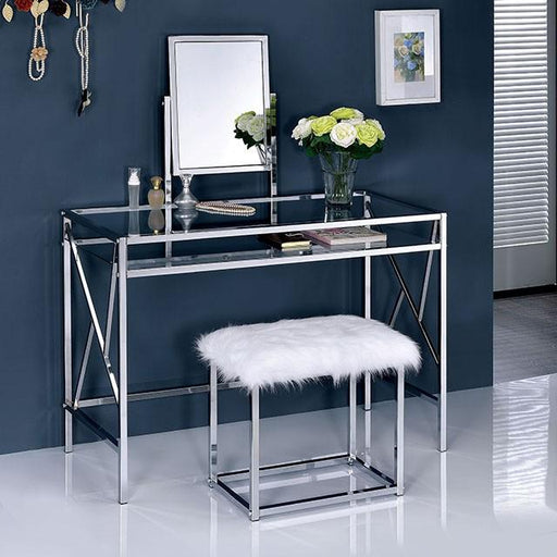 LISMORE Chrome Vanity w/ Stool - U&U Home Budget Furniture (Carteret, NJ)