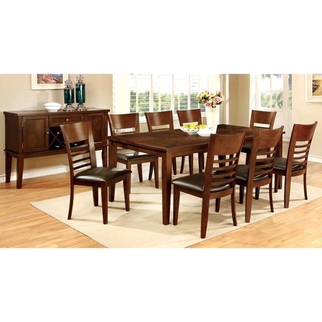 HILLSVIEW I Brown Cherry 78" Dining Table w/ 18" Leaf - U&U Home Budget Furniture (Carteret, NJ)