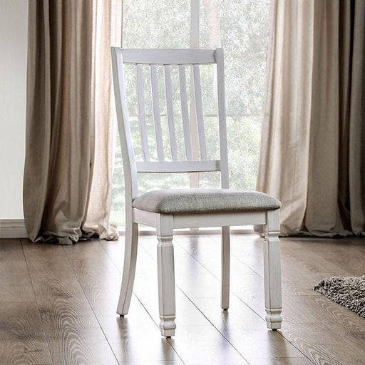 Kaliyah Vintage White/Light Gray Side Chair (2/CTN) - U&U Home Budget Furniture (Carteret, NJ)