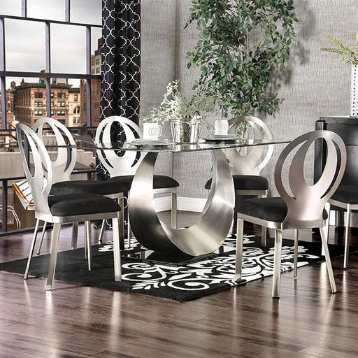 ORLA Silver/Black Dining Table - U&U Home Budget Furniture (Carteret, NJ)