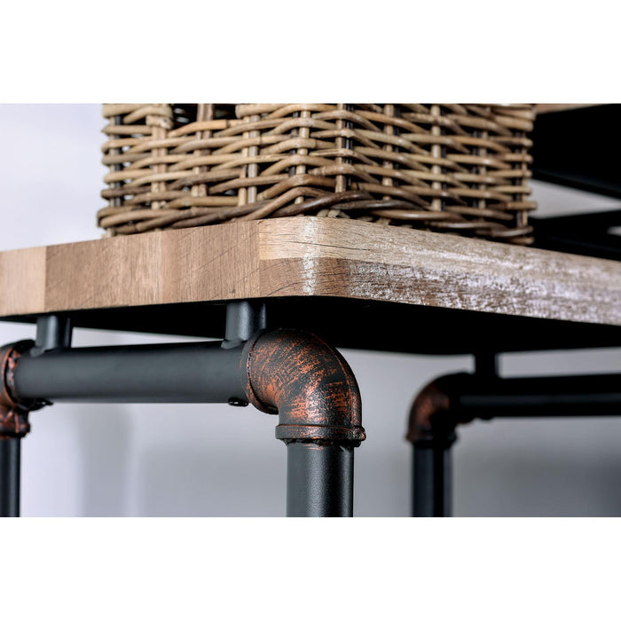 Kebbyll Antique Black/Natural Tone Pier Cabinet - U&U Home Budget Furniture (Carteret, NJ)