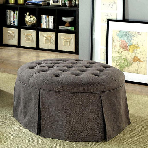 Claes Round Ottoman Gray - U&U Home Budget Furniture (Carteret, NJ)