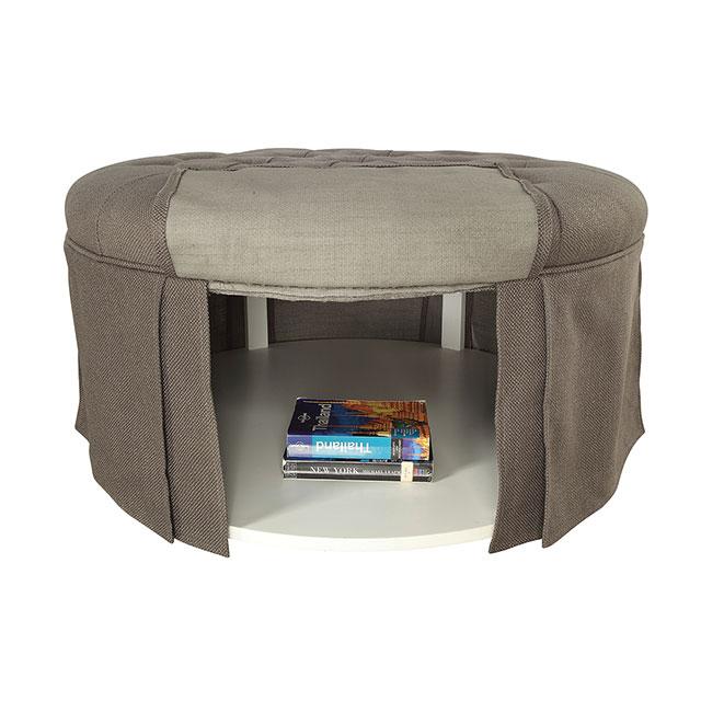 Claes Round Ottoman Gray - U&U Home Budget Furniture (Carteret, NJ)