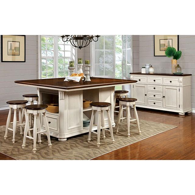 SABRINA Off White/Cherry Counter Ht. Stool, Cherry & White (2/CTN) - U&U Home Budget Furniture (Carteret, NJ)
