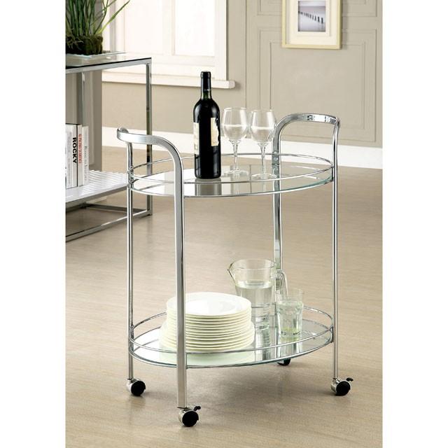 LOULE Chrome Serving Cart - U&U Home Budget Furniture (Carteret, NJ)