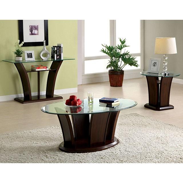 MANHATTAN IV Dark Cherry Sofa Table, Brown Cherry - U&U Home Budget Furniture (Carteret, NJ)