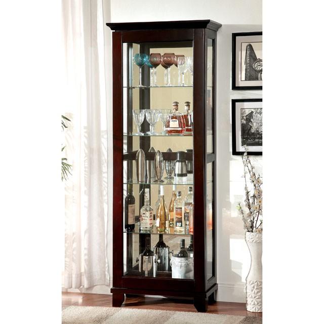 LUDDEN Dark Walnut Curio - U&U Home Budget Furniture (Carteret, NJ)