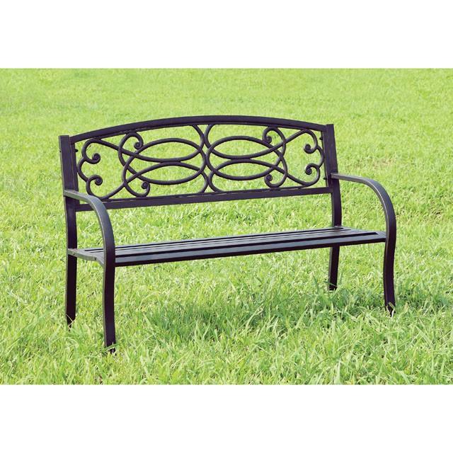 POTTER Black Patio Steel Bench - U&U Home Budget Furniture (Carteret, NJ)
