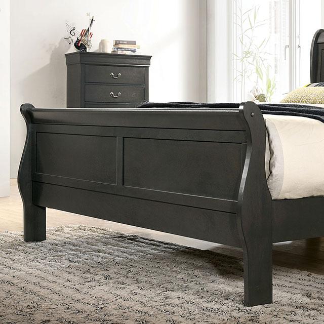 Louis Philippe Cal.King Bed Black & Grey - U&U Home Budget Furniture (Carteret, NJ)