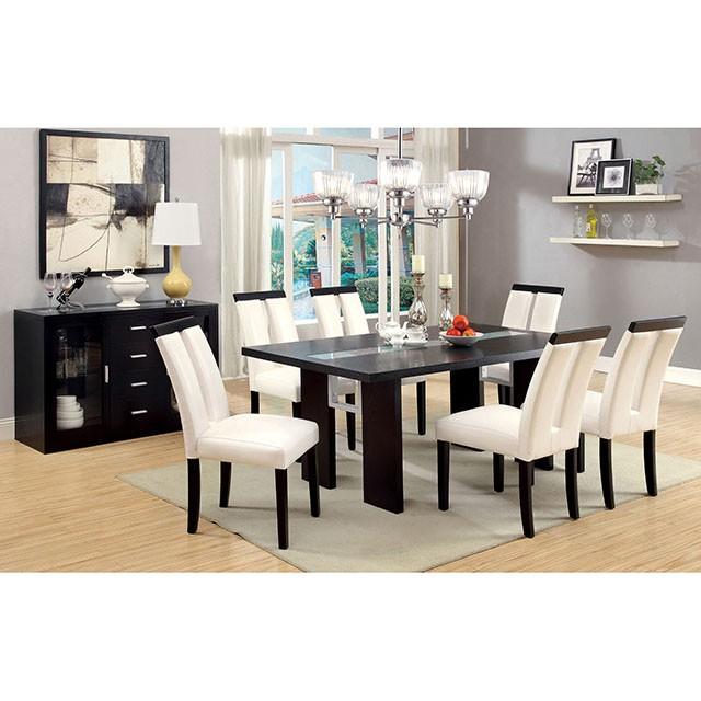 Luminar Black Glass-Insert Dining Table - U&U Home Budget Furniture (Carteret, NJ)