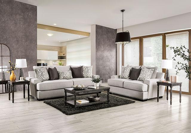 PICOTEE Sofa, Light Gray/Black - U&U Home Budget Furniture (Carteret, NJ)