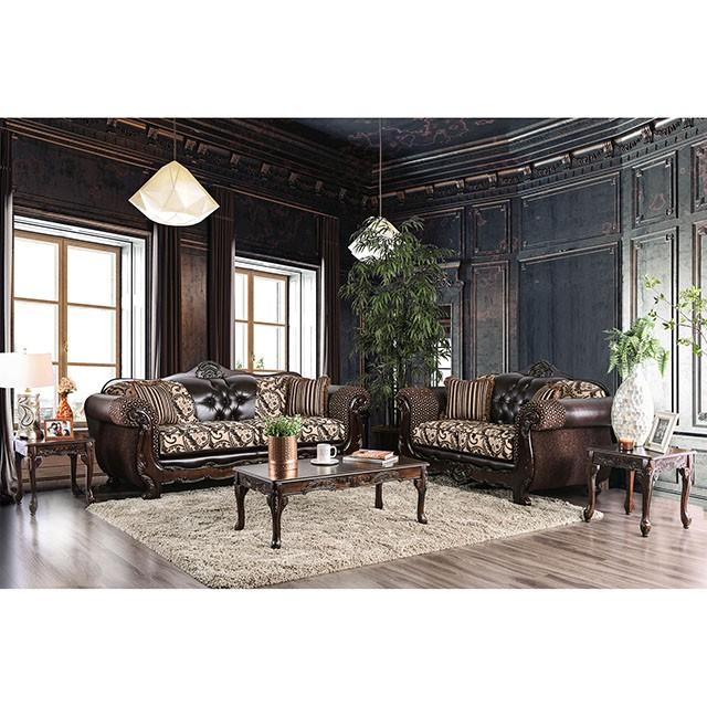 Quirino Light Brown/Dark Brown Sofa - U&U Home Budget Furniture (Carteret, NJ)