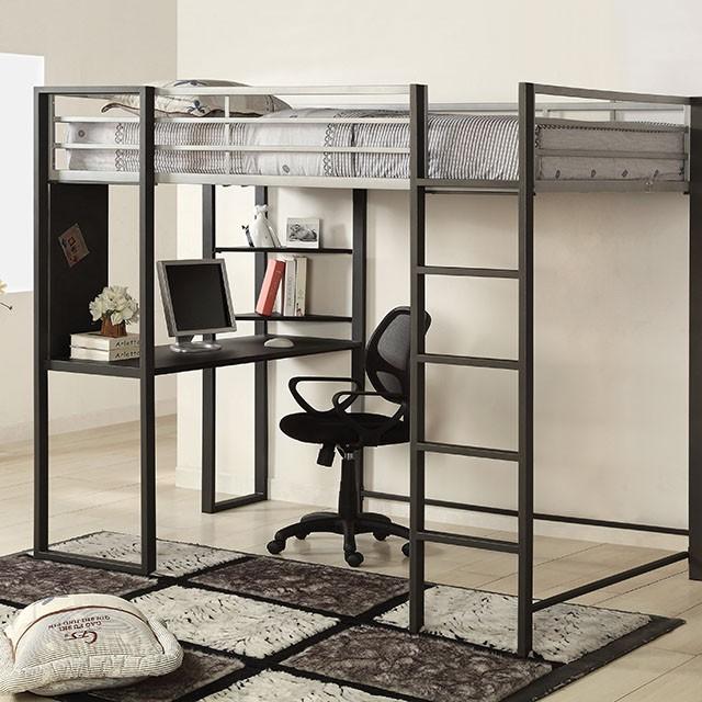 Sherman Silver/Gun Metal Full & Queen Bed w/ Workstation - U&U Home Budget Furniture (Carteret, NJ)