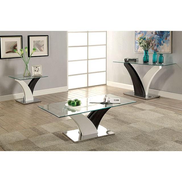 SLOANE White/Dark Gray/Chrome Sofa Table - U&U Home Budget Furniture (Carteret, NJ)