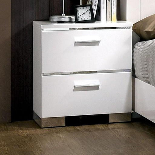 Malte White Night Stand - U&U Home Budget Furniture (Carteret, NJ)