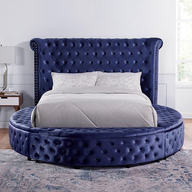 SANSOM E.King & Queen Bed, Black, Blue, & Grey - U&U Home Budget Furniture (Carteret, NJ)