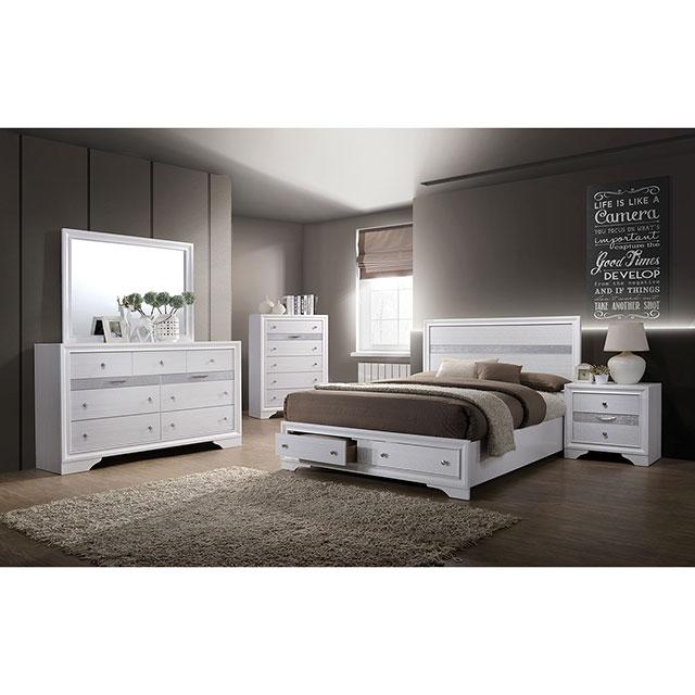 CHRISSY E.King, Full, & Queen Bed White, Grey, & Black - U&U Home Budget Furniture (Carteret, NJ)