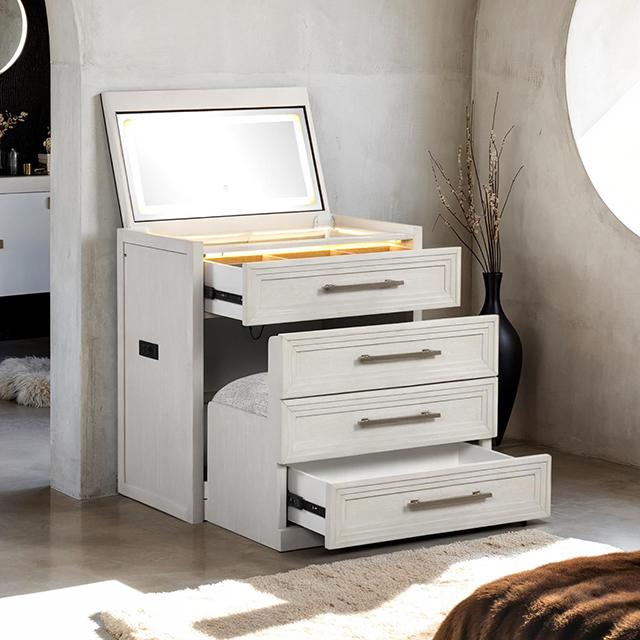 Ashbourne Bedside Vanity Set with Stool Contemporary - U&U Home Budget Furniture (Carteret, NJ)