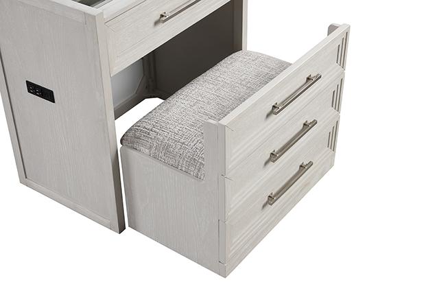 Ashbourne Bedside Vanity Set with Stool Contemporary - U&U Home Budget Furniture (Carteret, NJ)