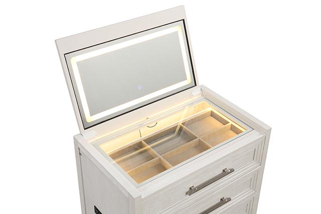 Ashbourne Bedside Vanity Set with Stool Contemporary - U&U Home Budget Furniture (Carteret, NJ)
