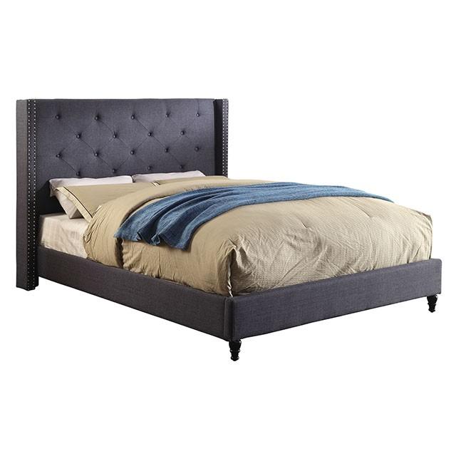 Anabelle E.King Bed Purple & Natural - U&U Home Budget Furniture (Carteret, NJ)