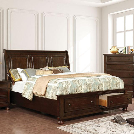 Castor Brown Cherry Queen, E.King, & Cal.King Bed - U&U Home Budget Furniture (Carteret, NJ)